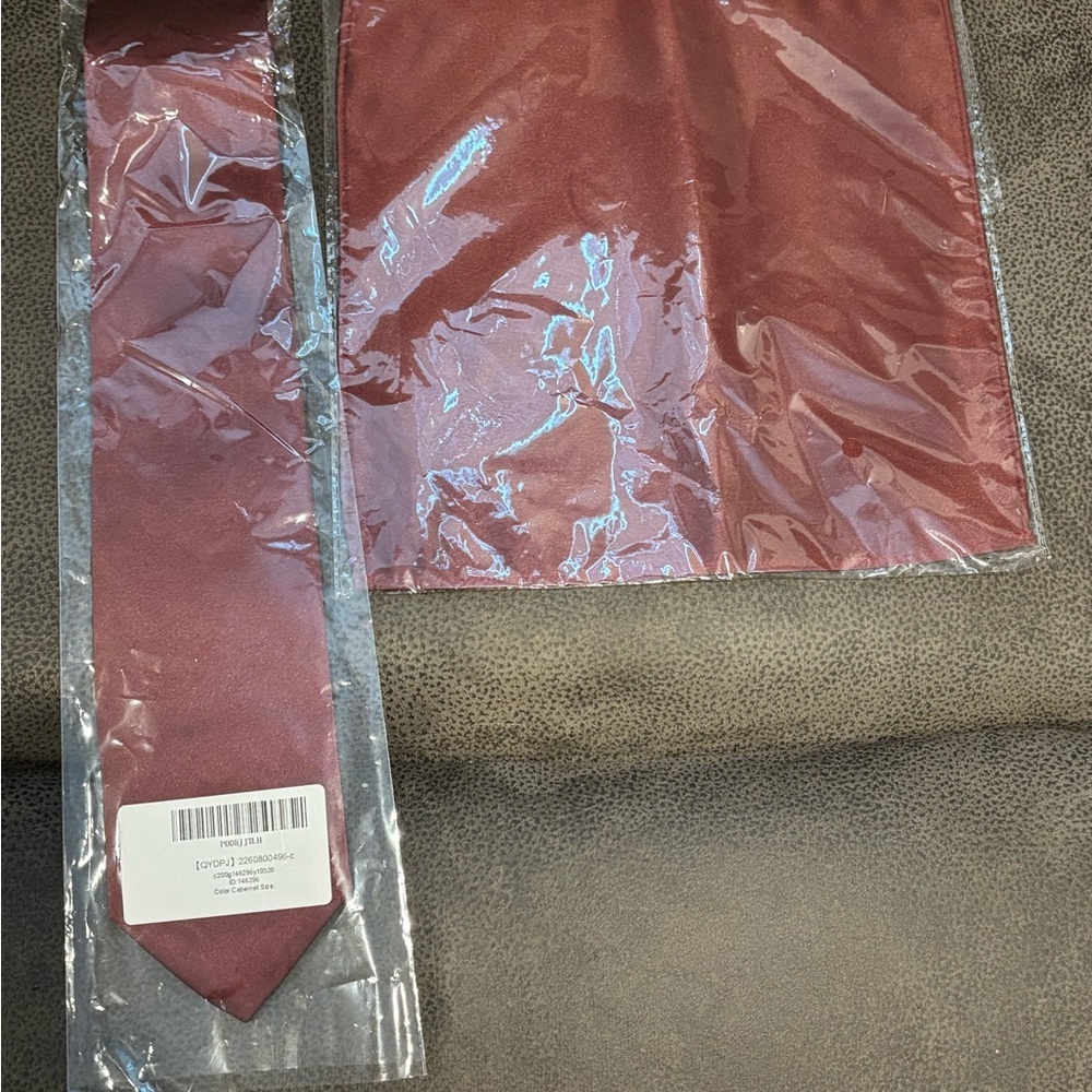 Elegant Satin Burgundy Tie and Pocket Square Set